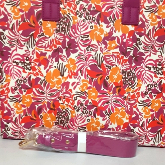 Trina Turk Tote N.W.T. Pink Purple 16.5" X 13" - Picture 6 of 7